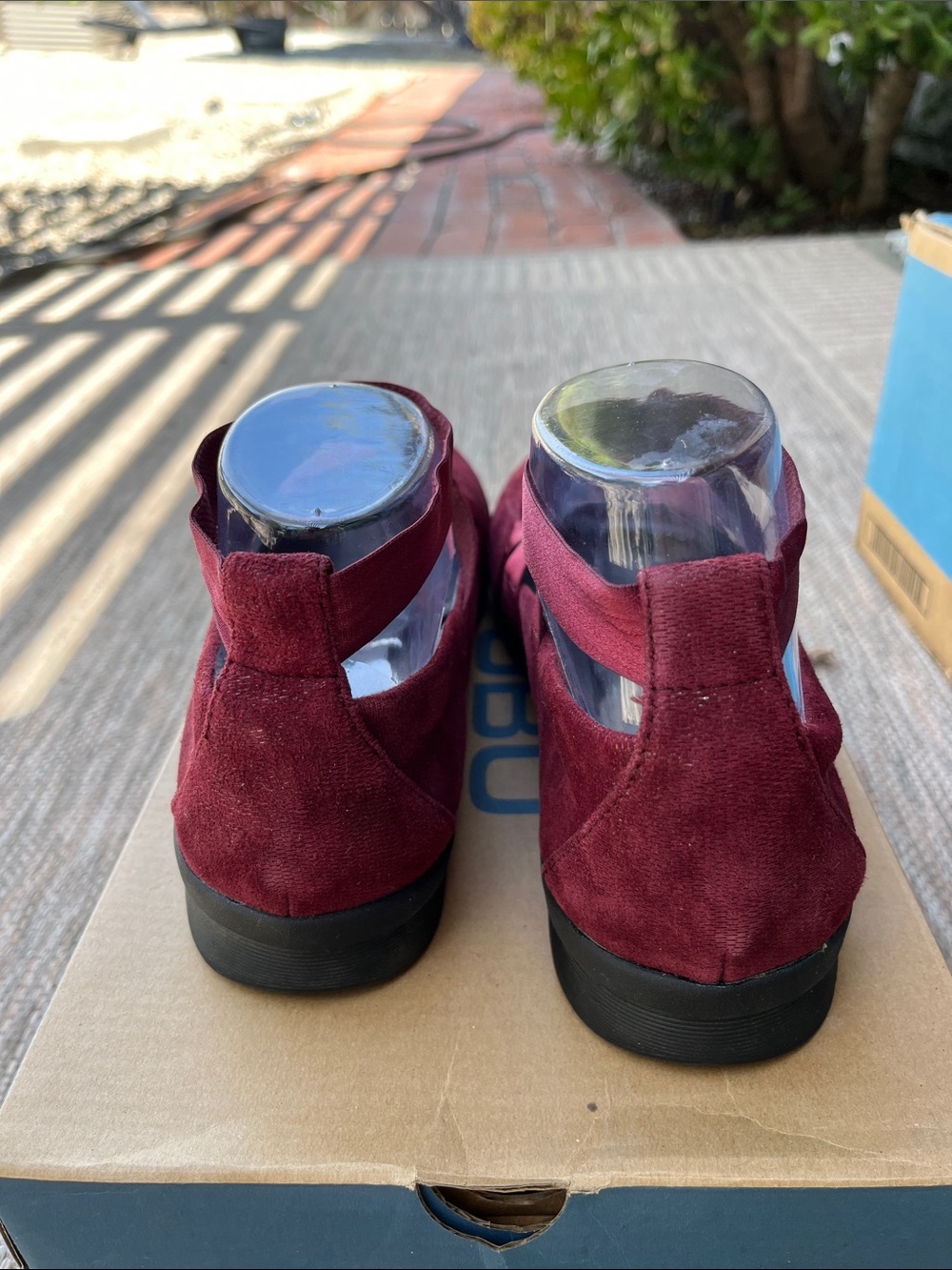 NEW JBU Suede Burgundy Ballet Flats with Crisscross Straps Size 9 - Picture 7 of 11